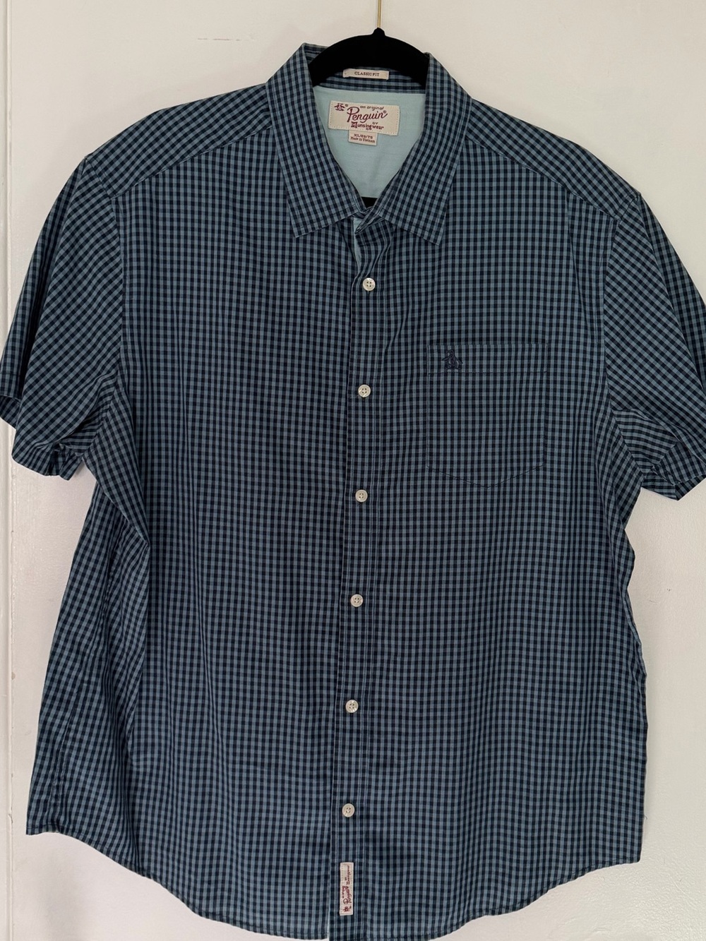 Original Penguin Blue Gingham Short-Sleeve Button-Down Shirt